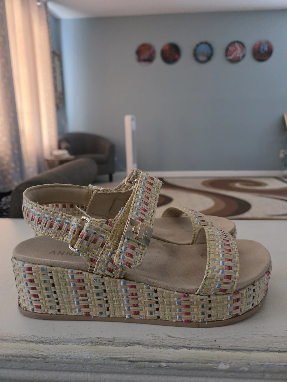Anne Klein Woven Multi-Color Platform Sandals - Women's